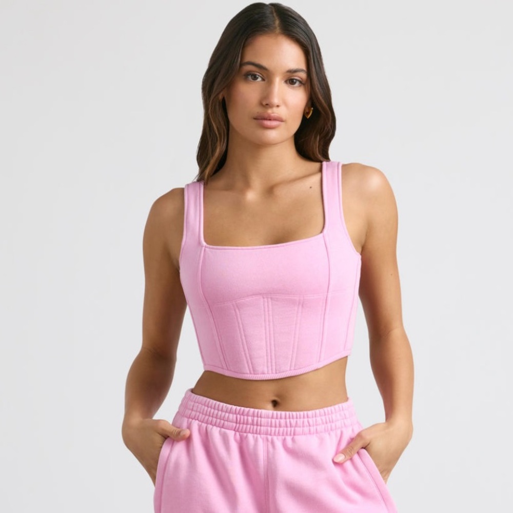 Bo+Tee OH POLLY Desire - Corset Crop Top in Bubblegum Pink